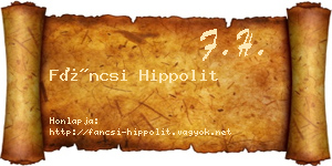Fáncsi Hippolit névjegykártya